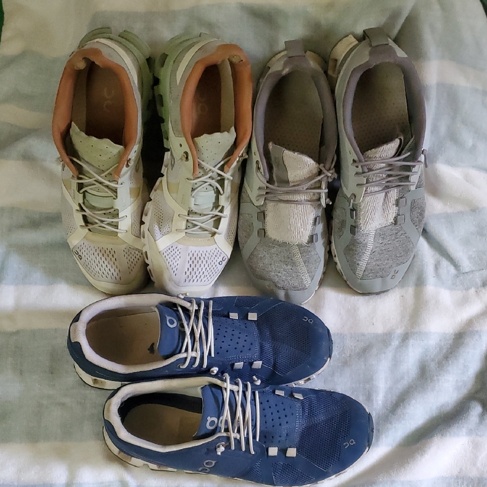On Running Women's Shoes - White, Gray, Blue